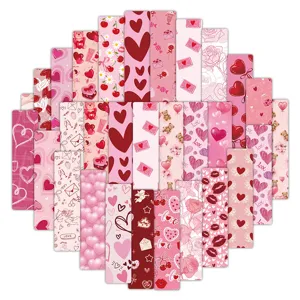 Set de marque-pages Saint-Valentin avec design de cœur rose romantique et jolies cartes.