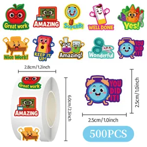 500pcs niños recompensa pegatinas rollo lindo dibujos animados papelería inglés aliento etiquetas