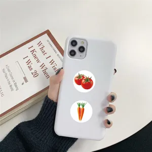 Adesivi rotondi di verdure realistiche per bambini, simpatici decori per cover di cellulari.
