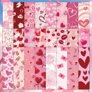 24pcs marque-page Saint-Valentin cœur rose romantique cartes mignonnes décoration