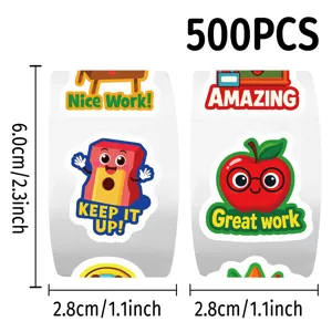 Pegatinas de recompensa para niños rollo 500pcs diseño de dibujos animados etiquetas