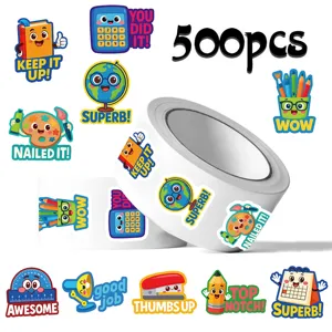 Niños Dibujos Animados Papelería Inglés Motivacional Recompensa Pegatinas Rollo Lindo Decorativo Adhesivo Sellos Para Estudiantes