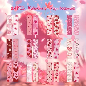 24pcs Marque-pages Saint-Valentin rose amour cœur rose mignon papeterie esthétique
