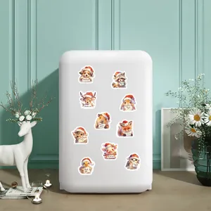Christmas animal thank you stickers set, cute cartoon holiday festive label details.