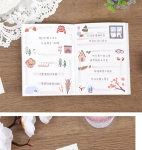 Kit d'autocollants de journal DIY paysage d'hiver style coréen, idéal pour scrapbooking et déco.