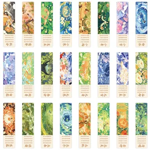 24 feuilles de marque-pages en papier des termes solaires chinois, cartes de lecture décoratives.