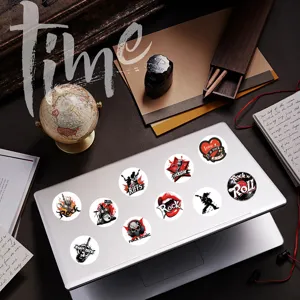 Autocollants ronds de musique rock style punk sombre, parfaits pour ordinateurs et instruments.