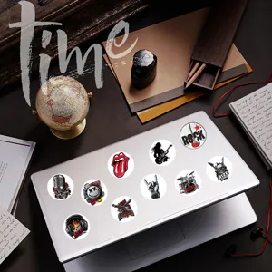 Autocollants ronds imperméables de musique rock style punk ordinateur portable guitare vinyle