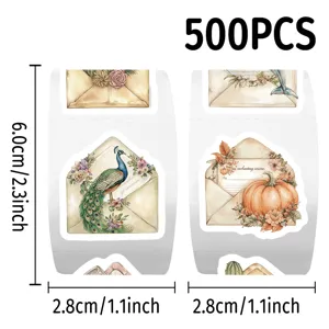 Vintage enveloppe autocollants en rouleau 500pcs retro journal bricolage telephone deco