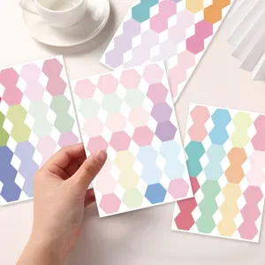 Pastel hexagonal index sticky notes, 8 sheets per pack, cute aesthetic school planner tabs.