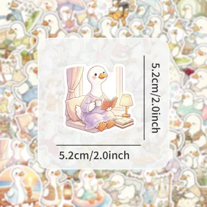 Adorable autocollant de canard paresseux, sticker en vinyle animal de dessin anime pour deco.