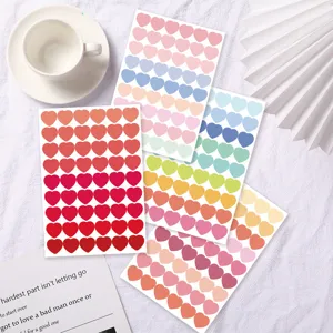 8 feuilles autocollants cœur dégradé coloré décoratif agenda carnet étiquette