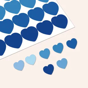 Autocollants de cœur en dégradé bleu pour la décoration de journaux et notes de planificateur.