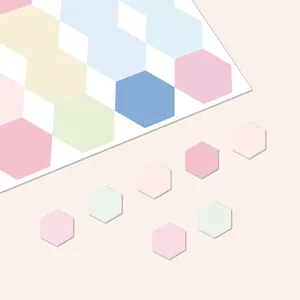 Close up detail shot of colorful pastel honeycomb index sticky notes and page marker sticker sets.