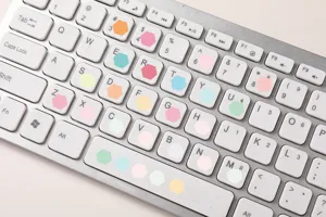 Colorful honeycomb index stickers detail view, pastel aesthetic sticky tabs for study notes.