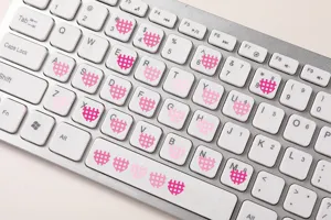 Pegatinas decorativas de teclado corazón de cuadrícula, etiquetas adhesivas estéticas diario.
