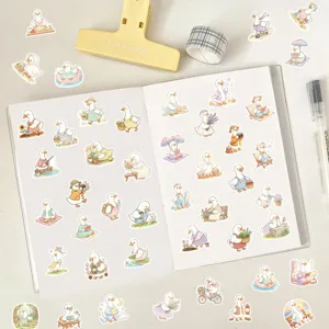 Mignons petits autocollants d'oies, autocollants décoratifs de journal intime d'animaux.