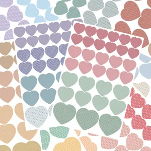 Adesivi cuori a pois pastello set 8 fogli per agenda bullet journal e etichette memo.