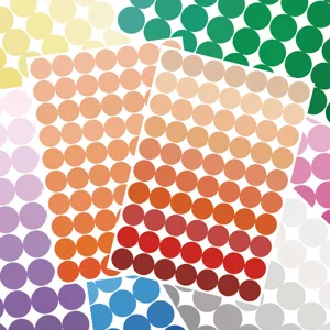 Macaron solid color round dot index stickers, minimalist adhesive labels for notebook and files.