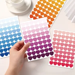 Set d'autocollants cœur dégradé, 8 feuilles papeterie décorative colorée pour agenda.