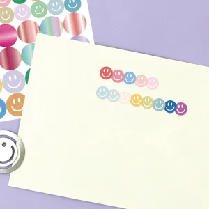 Lot d'autocollants colorés visage souriant, jolis autocollants de scellage pour carnet.