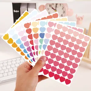 8 Feuilles Autocollants Cœur Dégradé Étiquettes Amour Colorées pour Carnet Journal Décoration