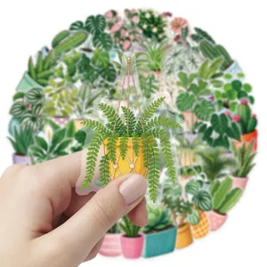 Green plant PET waterproof sticker transparent decorative journal tablet botanical decal aesthetic