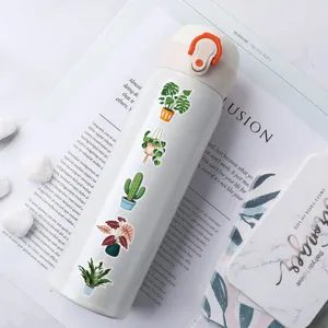 Green plant PET transparent waterproof stickers for journaling laptop decoration healing style