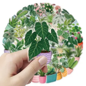 Green plant PET transparent waterproof sticker healing decorative sticker for hand ledger tablet