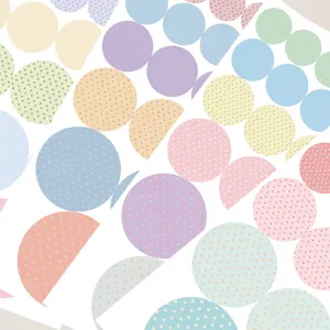 Simpatici adesivi rotondi a pois pastello, etichette adesive per planner, 8 fogli.