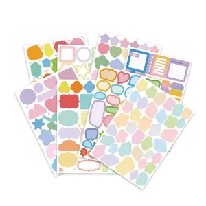Korean style irregular border sticky notes 8-sheet set, pastel decorative planner journal stickers.