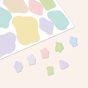 Korean style irregular border sticky notes, detail view of pastel planner stickers.