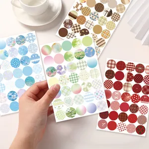 Four seasons round dot sticker set for journal planner, diary decoration, and DIY crafting use.