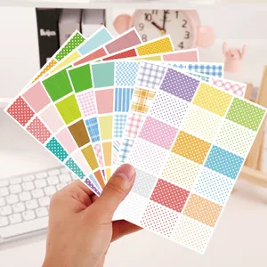Buntes Index Aufkleber Set mit Punkten und Karo Muster fuer Buero und Tagebuch Planung.