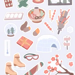 Feuille d'autocollants de journal DIY de style coréen sur le thème de l'hiver mignon.