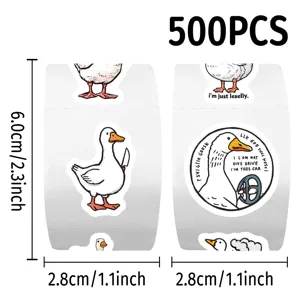 500pz Adesivi Divertenti Oca Rotolo Impermeabile Carino Cartone Animato Etichette Decor
