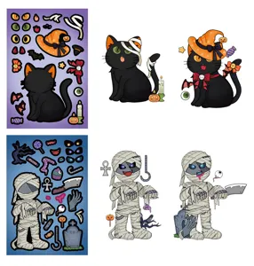 Set de pegatinas de cara de Halloween DIY, pegatinas de dibujos animados para niños.
