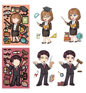DIY face changing sticker set educational cartoon professional characters matching dress up game