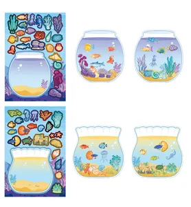 Detailed view of DIY fishbowl sticker set, showing colorful marine animal sticker sheets.