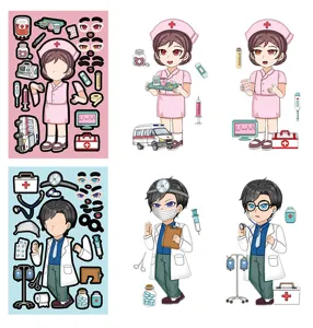 Make a Face Sticker Sheet Doctor Nurse DIY Puzzle Game Educational Kids Toy Medical Theme