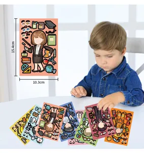 Detailed view of DIY occupation face-changing sticker sheets, showing features and size.