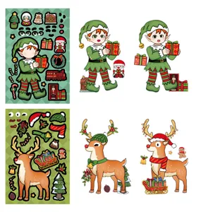 Christmas make a face sticker sheets DIY puzzle stickers for kids holiday party gifts