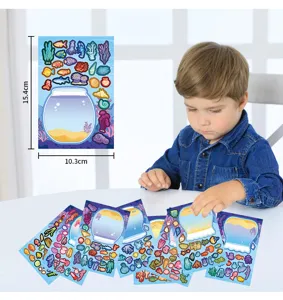 Kids DIY fish tank puzzle stickers, creative ocean animal sticker toys for children