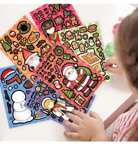 Christmas make a face sticker sheets for kids DIY puzzle holiday party game decoration.