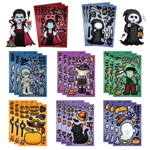 Halloween DIY Pegatinas de Cambio de Cara Set Cartoon Puzzle Pegatina Regalos de Fiesta