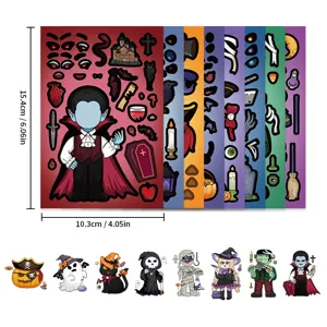 Halloween crea una cara pegatinas hoja DIY dibujos animados rompecabezas fiesta regalos niños