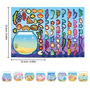 Kids DIY fish tank puzzle stickers educational cartoon colorful decorative sticker set 8 sheets
