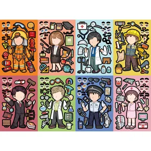 Make a Face Career Stickers DIY Cartoon Professional Job Puzzle Stickers for Kids Play