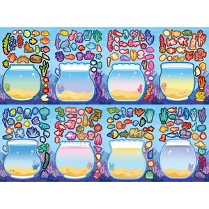 8 sheets DIY fish tank puzzle stickers kids creative colorful aquarium decorative sticker set