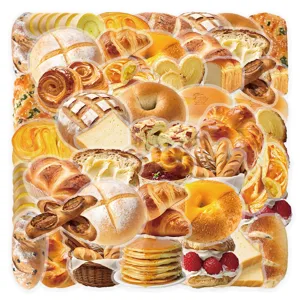 Adesivi per Pane da Forno Impermeabili in PET Simpatico Tema Cibo Materiale per Diario Decalcomanie Per Quaderno Custodia per Telefono